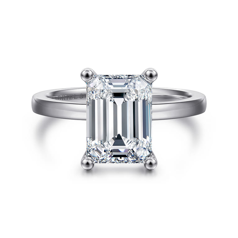 Paula - 14K White Gold Emerald Cut Diamond Engagement Ring - Shot 1