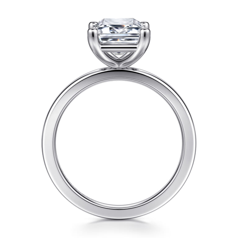 Paula - 14K White Gold Emerald Cut Diamond Engagement Ring - Shot 2