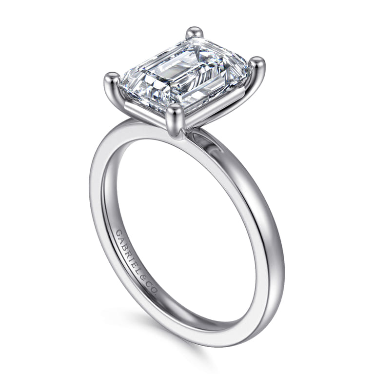 Paula - 14K White Gold Emerald Cut Diamond Engagement Ring - Shot 3