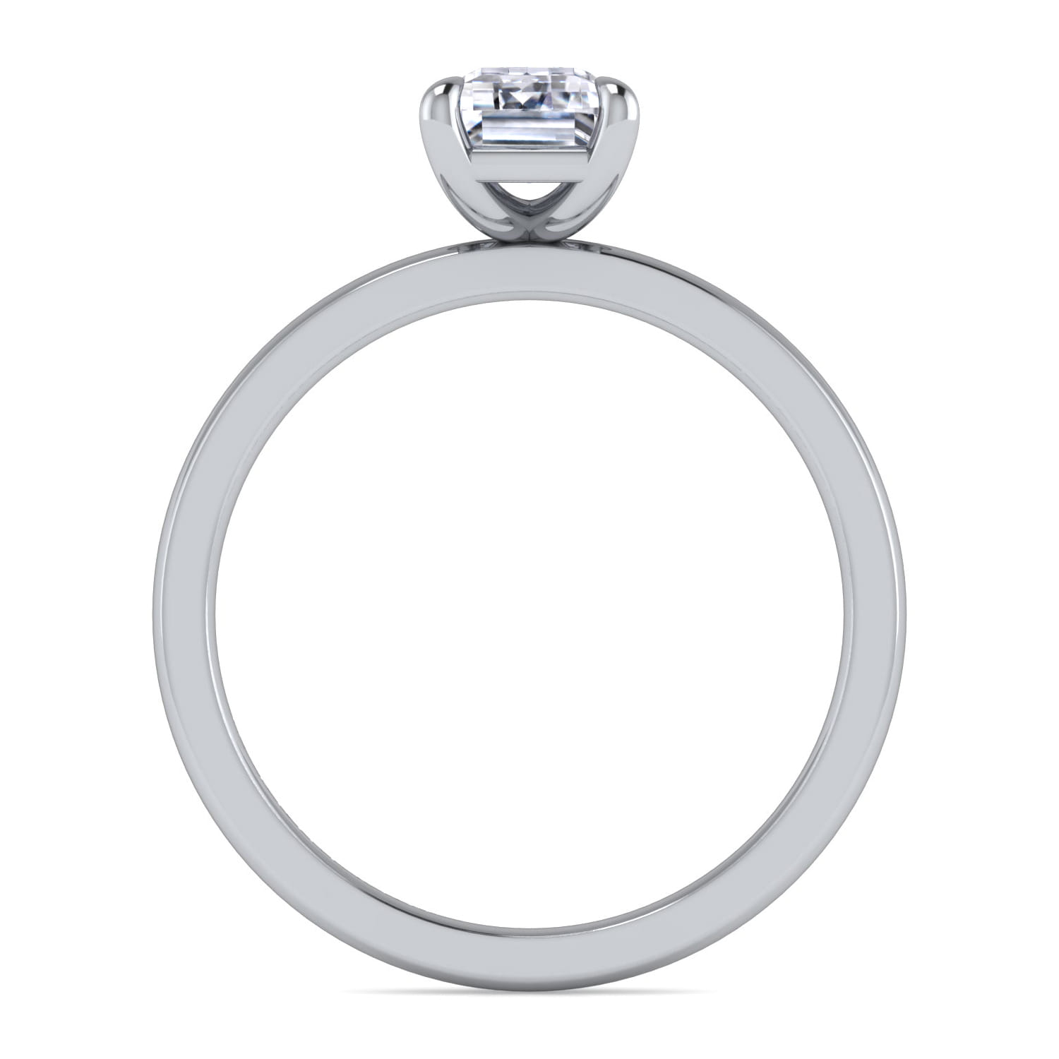 Paula - 14K White Gold Emerald Cut Diamond Engagement Ring - Shot 2