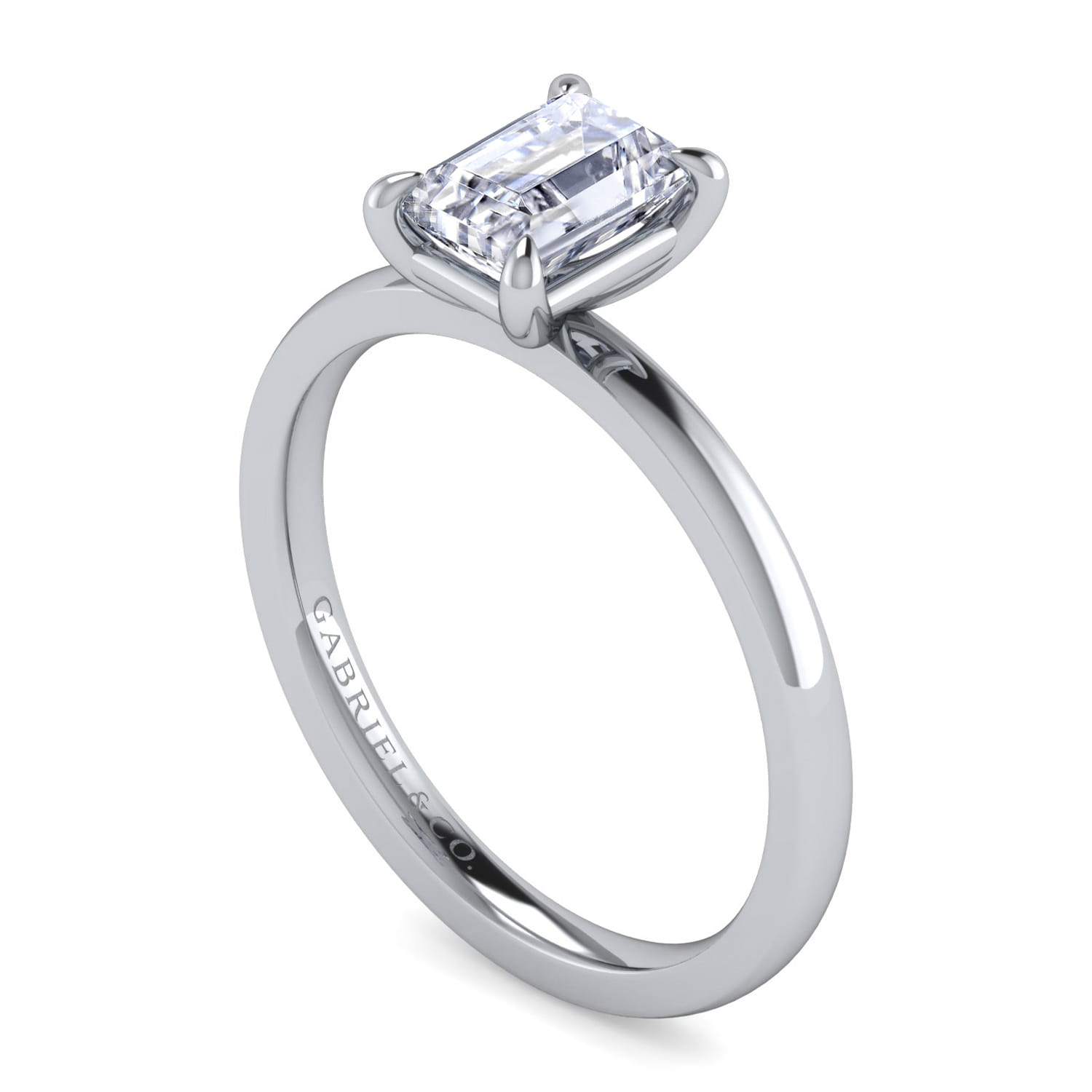 Paula - 14K White Gold Emerald Cut Diamond Engagement Ring - Shot 3