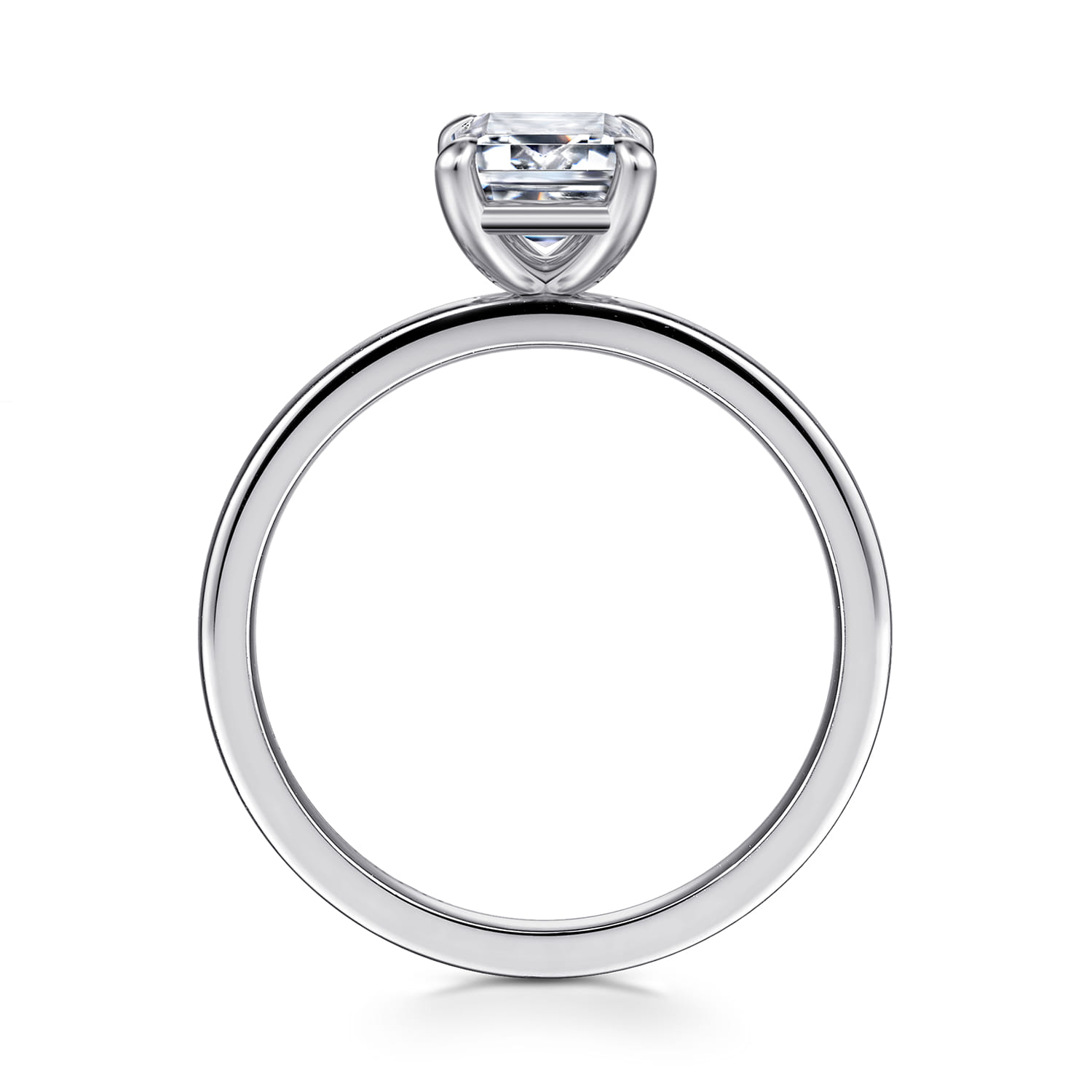 Paula - 14K White Gold Emerald Cut Diamond Diamond Engagement Ring - Shot 2