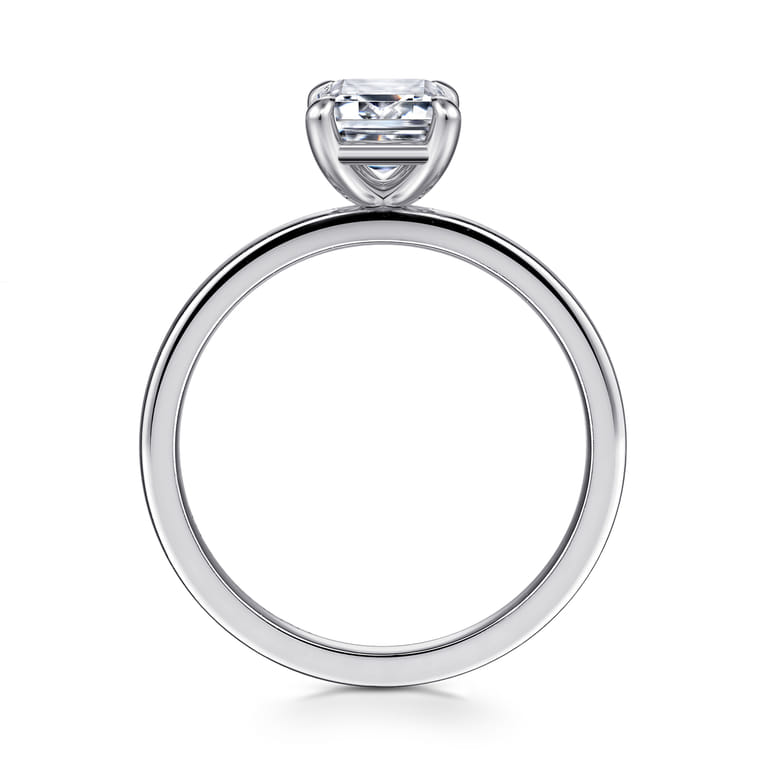 Paula - 14K White Gold Emerald Cut Diamond Diamond Engagement Ring - Shot 2
