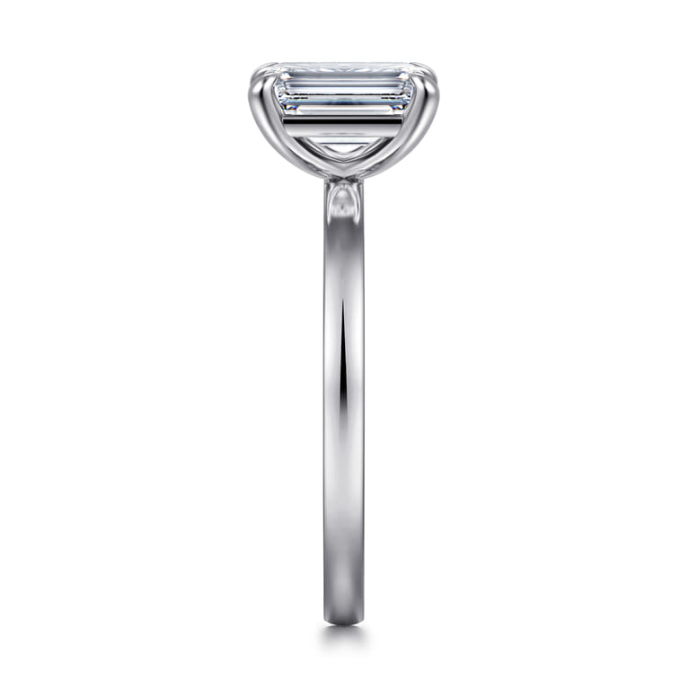 Paula - 14K White Gold Emerald Cut Diamond Diamond Engagement Ring - Shot 5