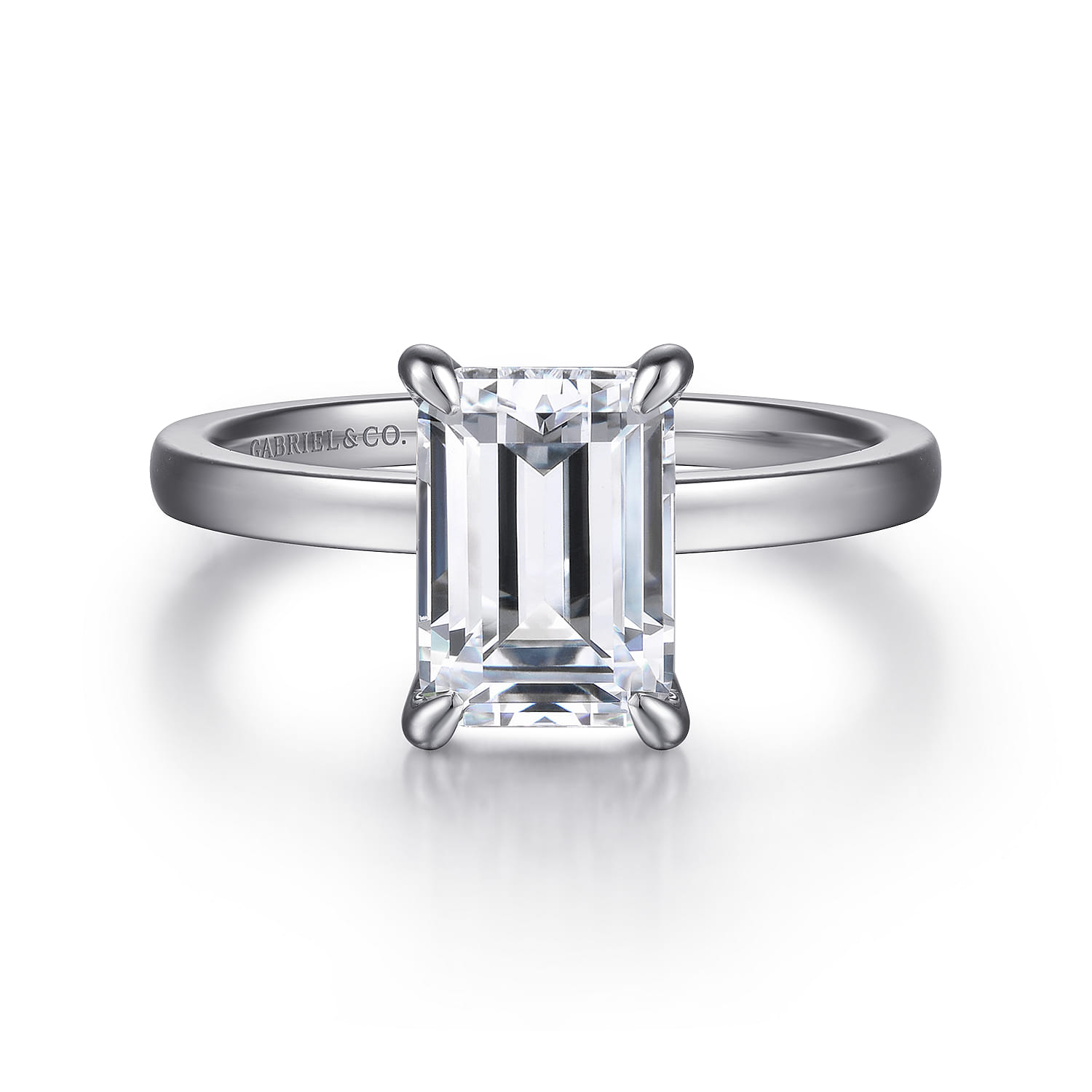 Paula - 14K White Gold Emerald Cut Diamond Engagement Ring - Shot 1