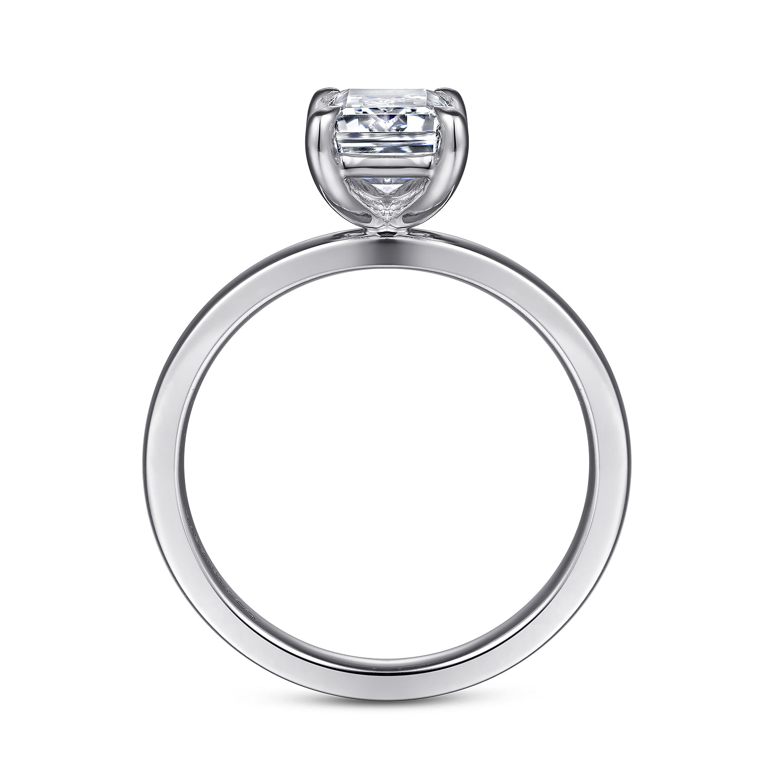Paula - 14K White Gold Emerald Cut Diamond Engagement Ring - Shot 2