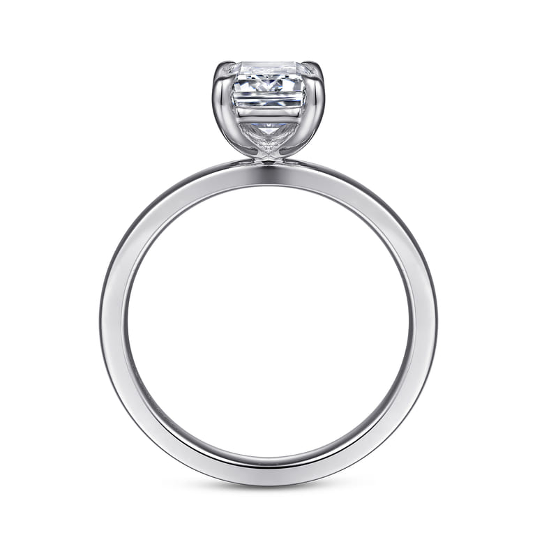 Paula - 14K White Gold Emerald Cut Diamond Engagement Ring - Shot 2
