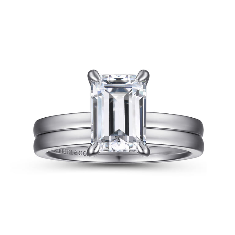 Paula - 14K White Gold Emerald Cut Diamond Engagement Ring - Shot 4