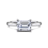 Larissa - 14K White Gold East West Emerald Solitaire Engagement Ring
