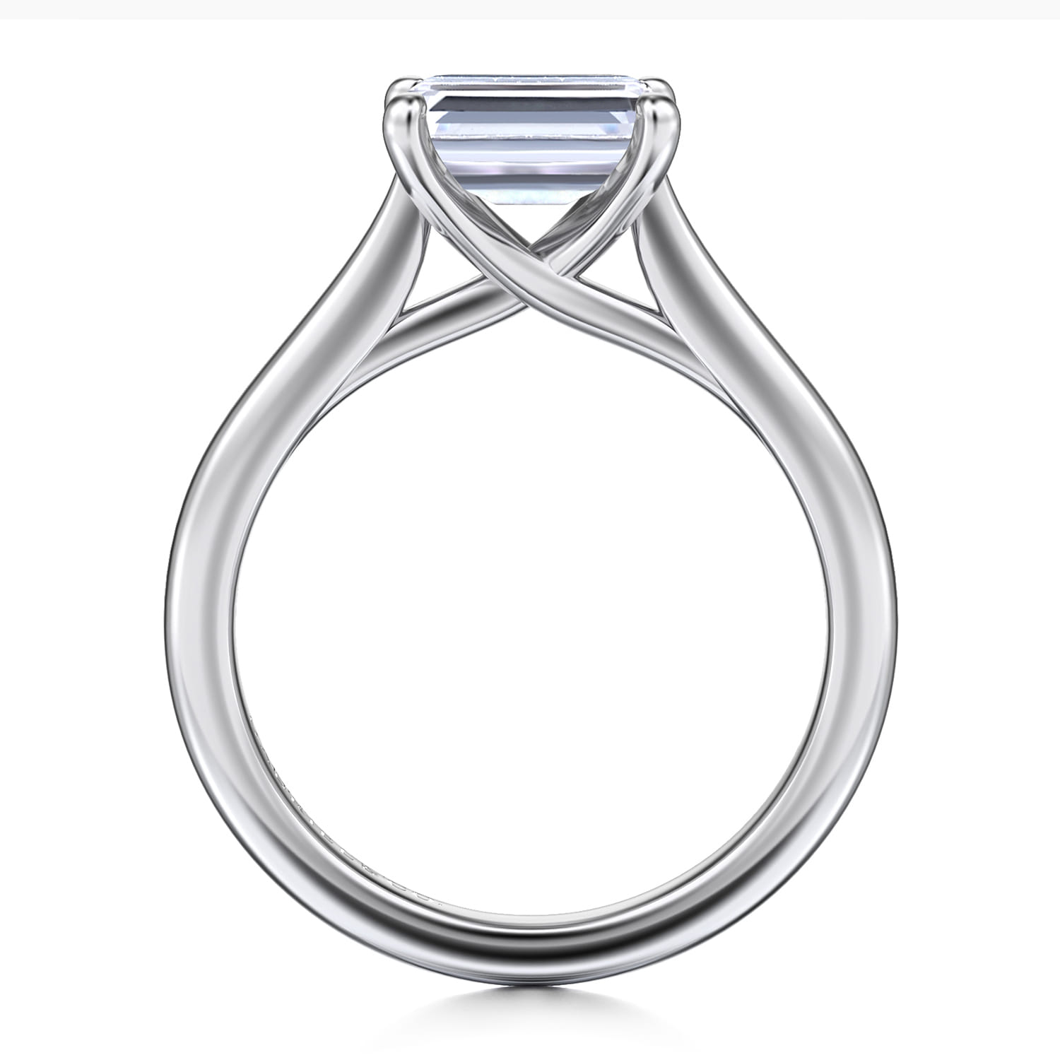 Larissa - 14K White Gold East West Emerald Solitaire Engagement Ring - Shot 2