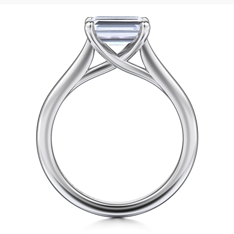 Larissa - 14K White Gold East West Emerald Solitaire Engagement Ring - Shot 2