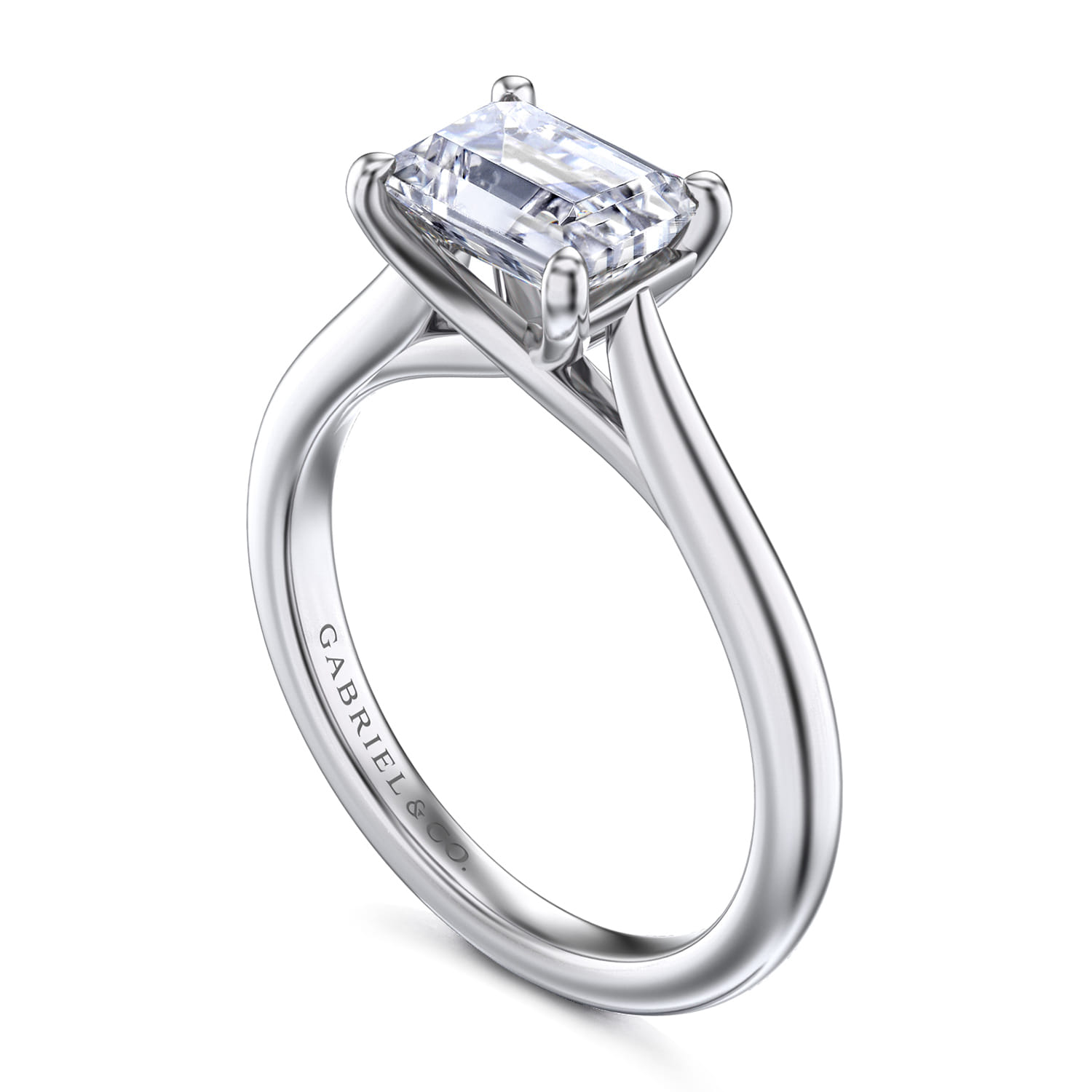 Larissa - 14K White Gold East West Emerald Solitaire Engagement Ring - Shot 3