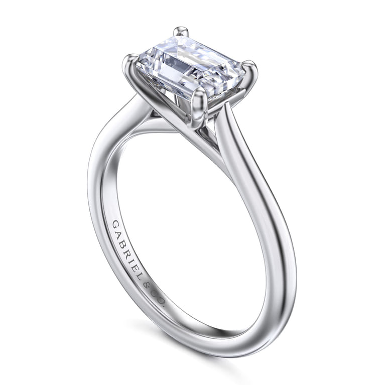 Larissa - 14K White Gold East West Emerald Solitaire Engagement Ring - Shot 3