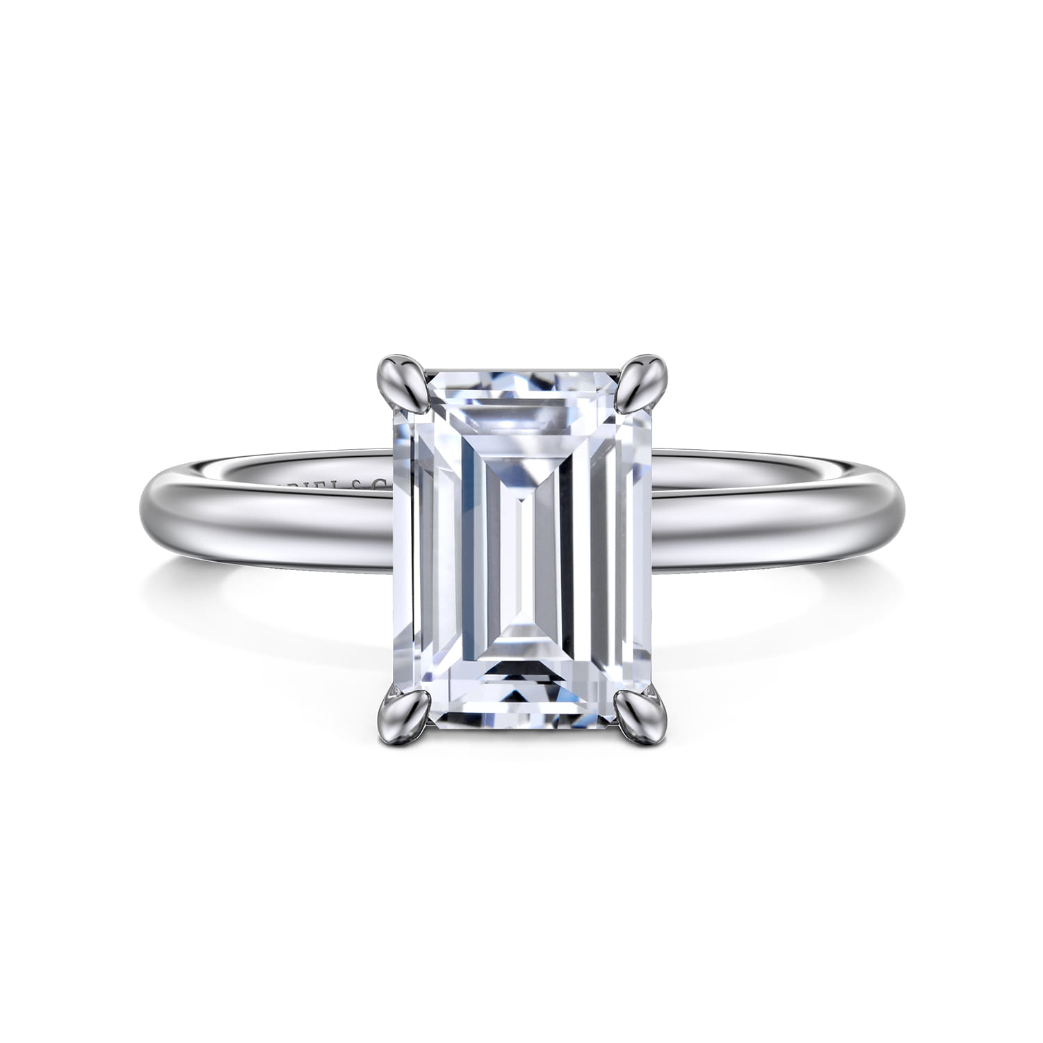 Lark - 14K White Gold Emerald Cut Solitaire Engagement Ring - Shot 1