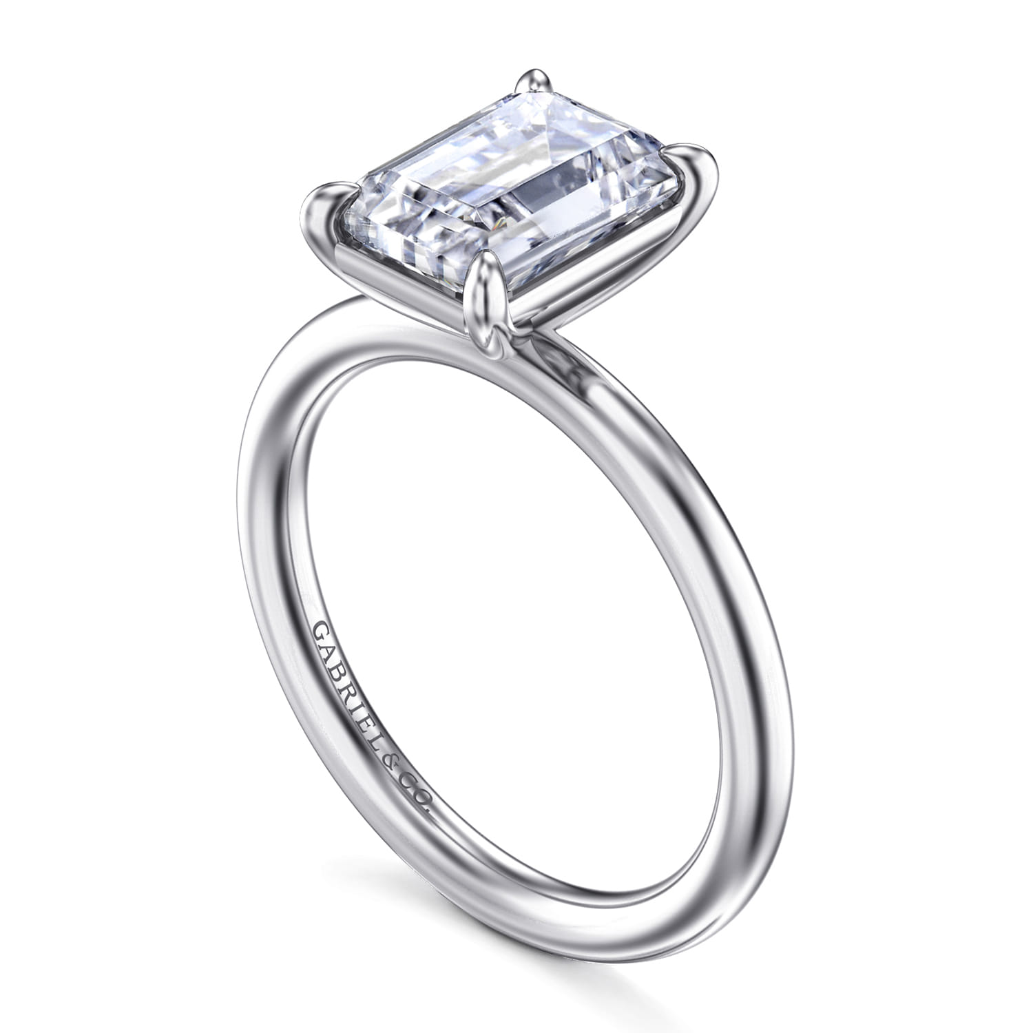 Lark - 14K White Gold Emerald Cut Solitaire Engagement Ring - Shot 3