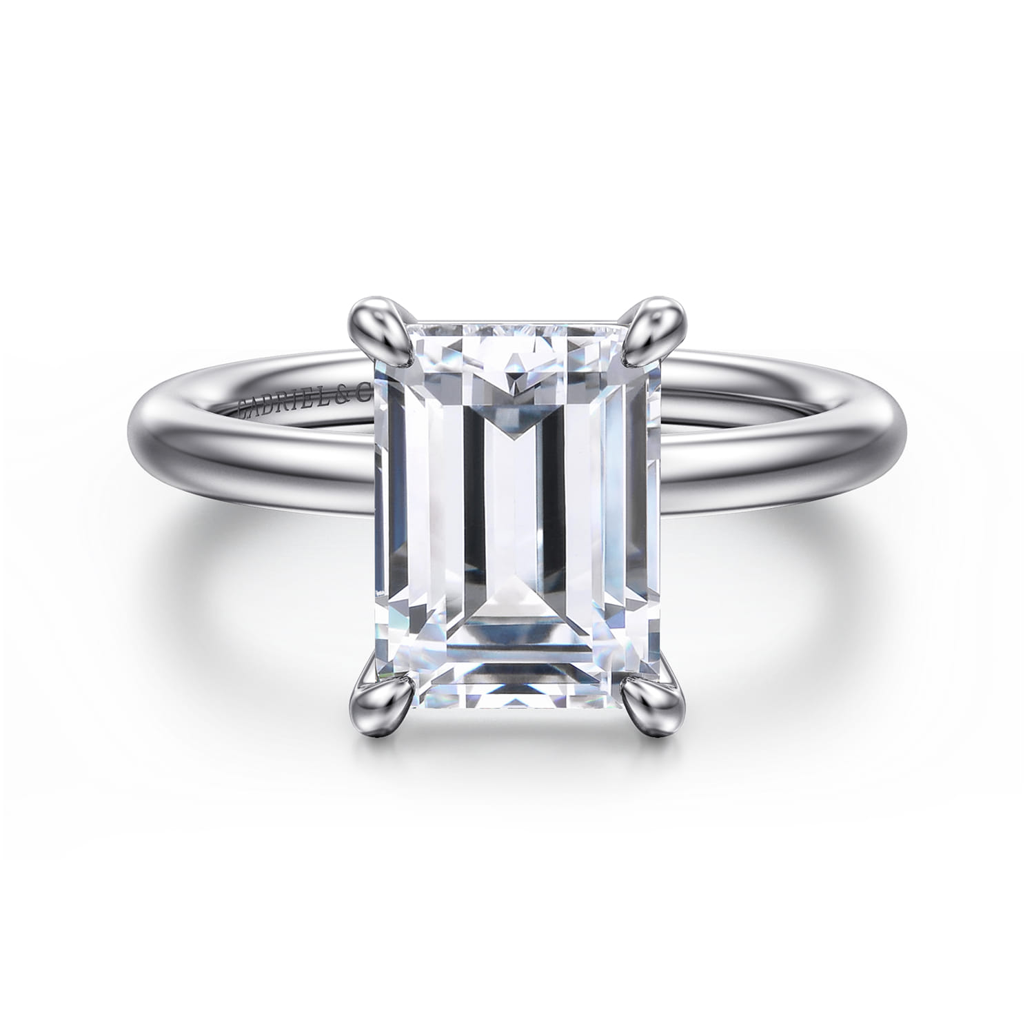 Lark - 14K White Gold Emerald Cut Solitaire Engagement Ring - Shot 1