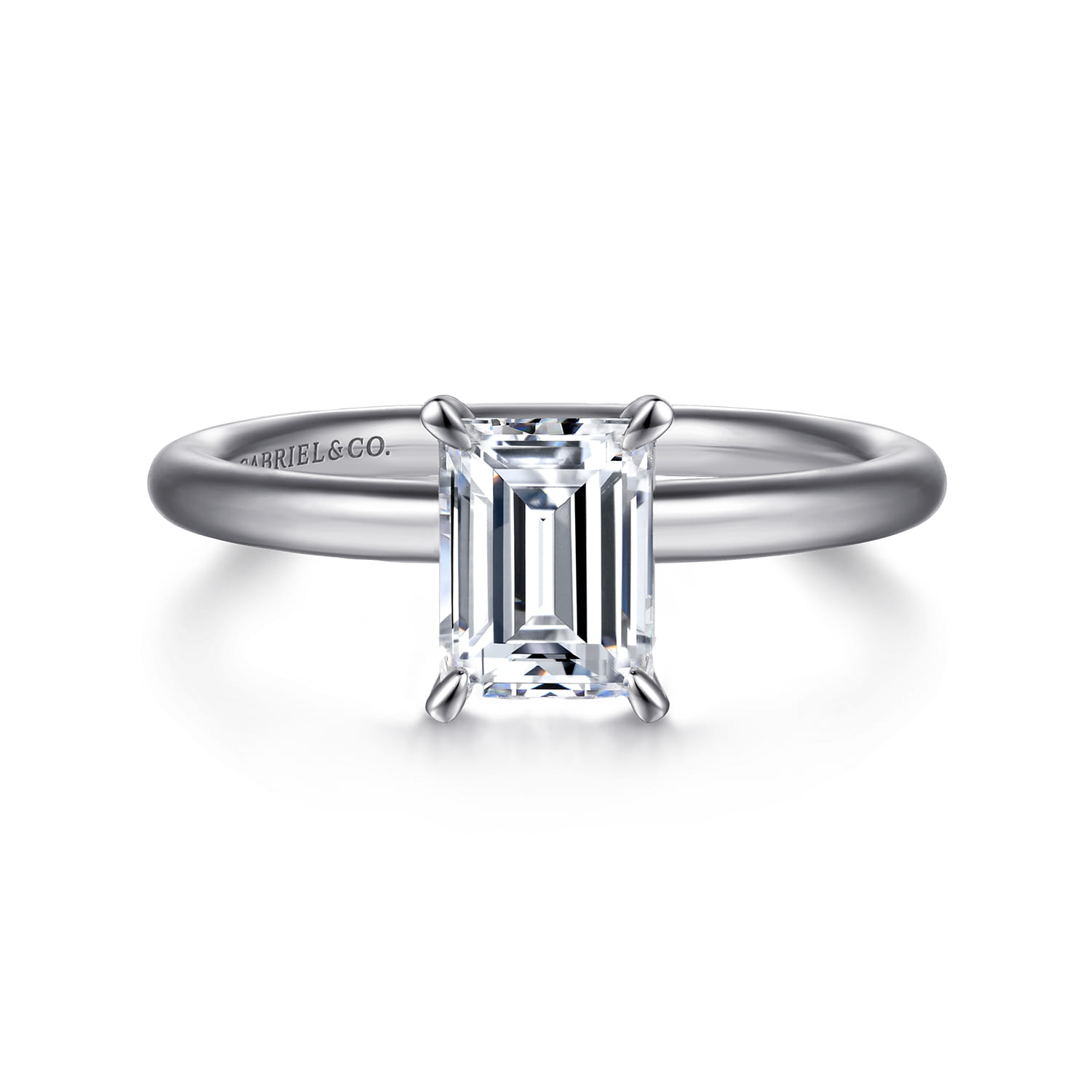 Lark - 14K White Gold Emerald Cut Solitaire Engagement Ring - Shot 1