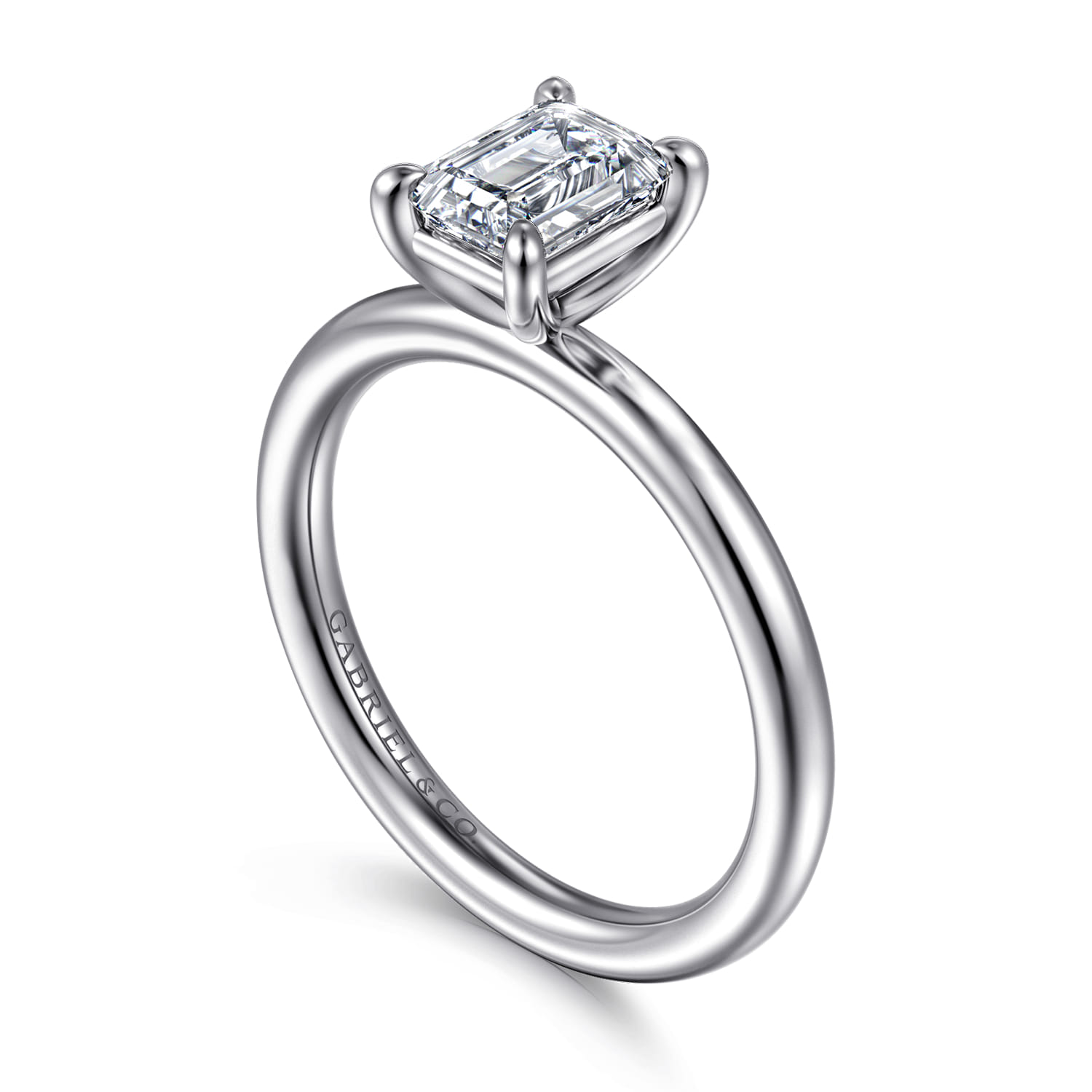 Lark - 14K White Gold Emerald Cut Solitaire Engagement Ring - Shot 3
