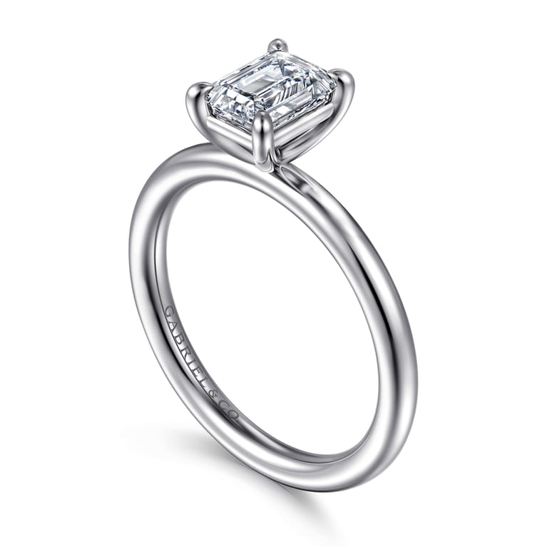 Lark - 14K White Gold Emerald Cut Solitaire Engagement Ring - Shot 3