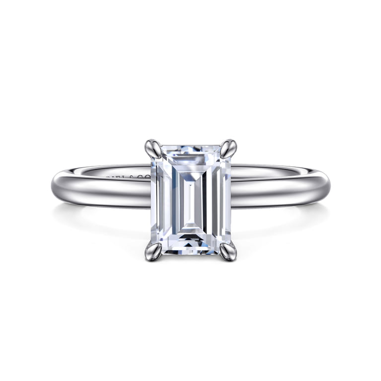 Lark - 14K White Gold Emerald Cut Solitaire Engagement Ring - Shot 1