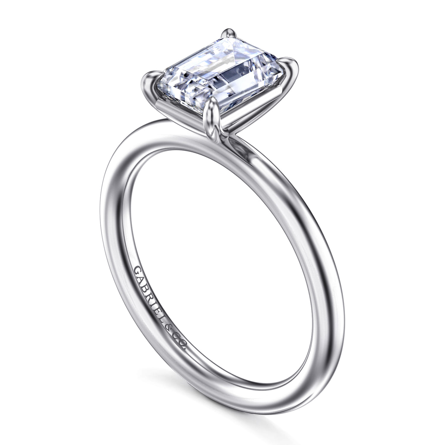 Lark - 14K White Gold Emerald Cut Solitaire Engagement Ring - Shot 3