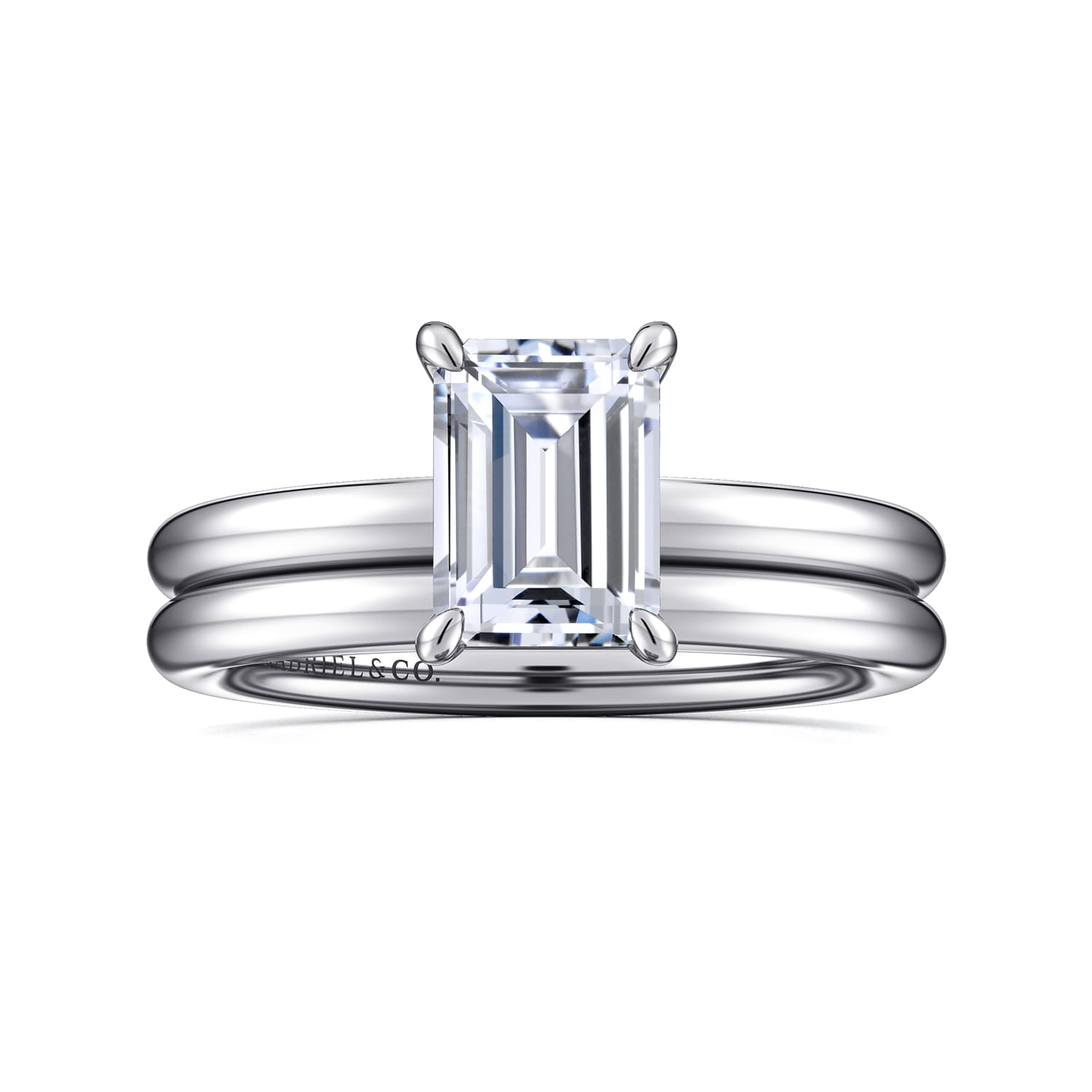 Lark - 14K White Gold Emerald Cut Solitaire Engagement Ring - Shot 4