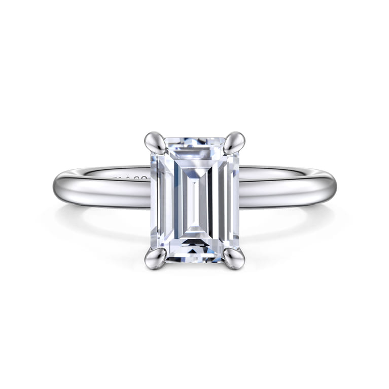 Lark - 14K White Gold Emerald Cut Solitaire Engagement Ring - Shot 1