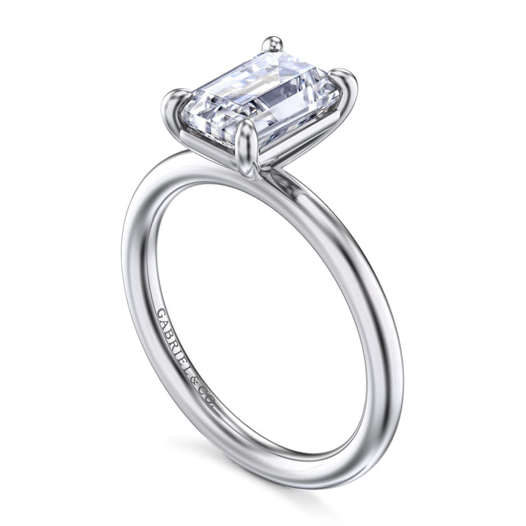 Lark - 14K White Gold Emerald Cut Solitaire Engagement Ring - Shot 3