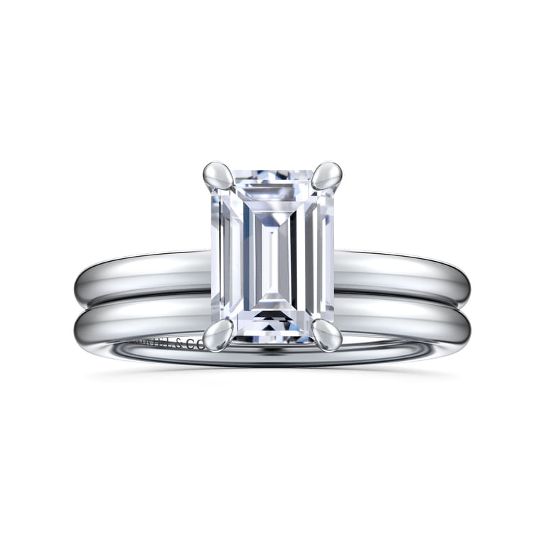 Lark - 14K White Gold Emerald Cut Solitaire Engagement Ring - Shot 4