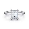 Emma - 14K White Gold Emerald Cut Solitaire Engagement Ring