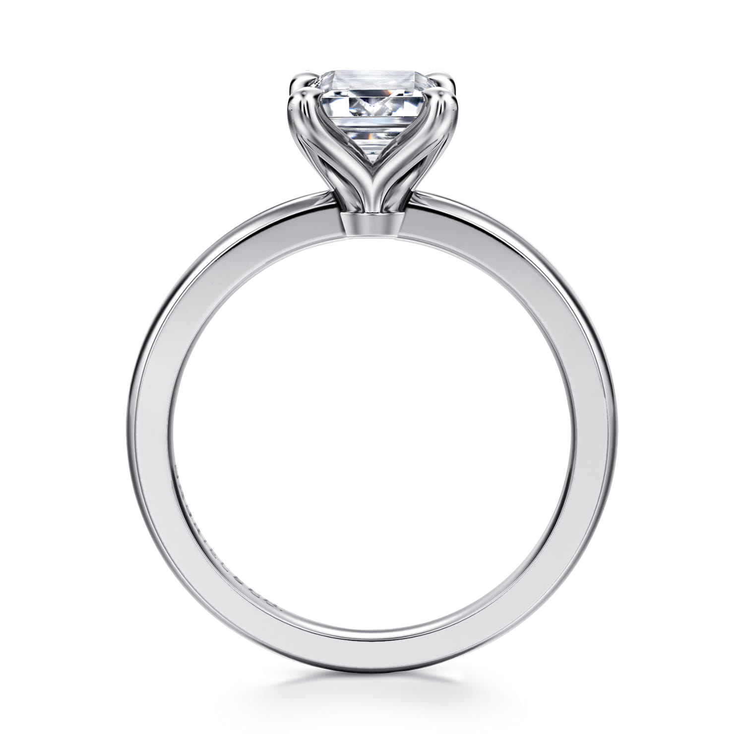 Emma - 14K White Gold Emerald Cut Solitaire Engagement Ring - Shot 2