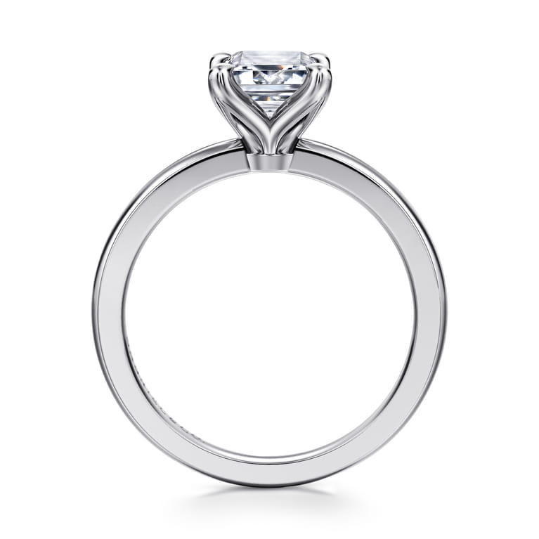 Emma - 14K White Gold Emerald Cut Solitaire Engagement Ring - Shot 2
