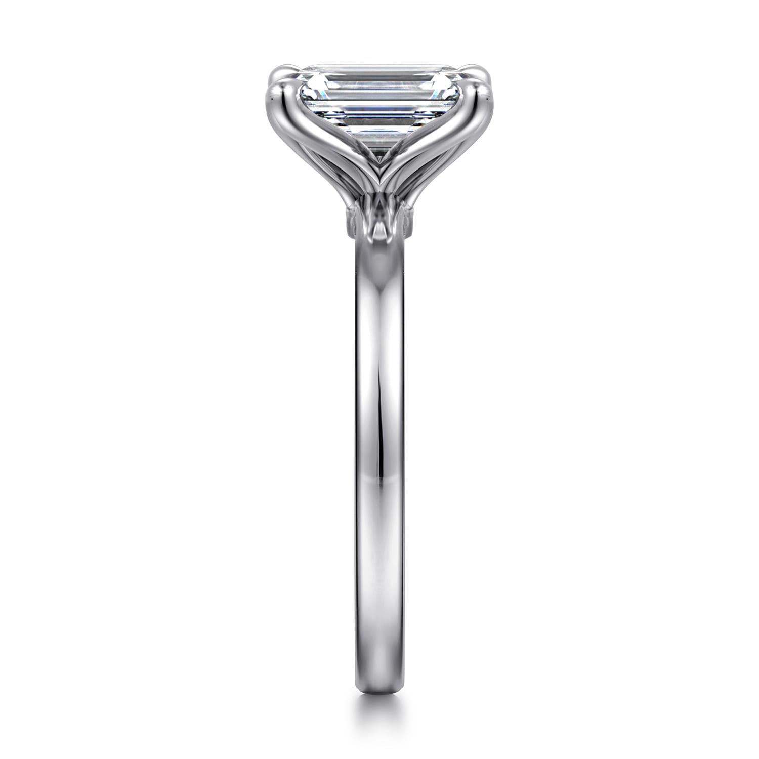 Emma - 14K White Gold Emerald Cut Solitaire Engagement Ring - Shot 4