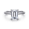Evelina - 14K White Gold Emerald Cut Solitaire Diamond Engagement Ring