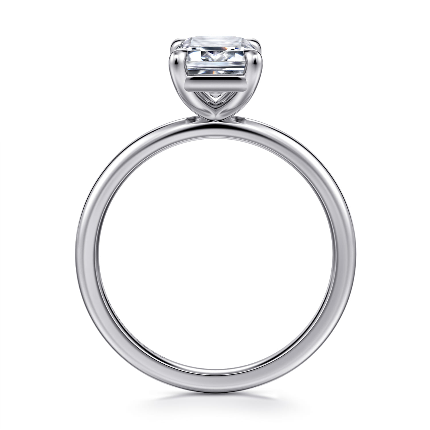 Evelina - 14K White Gold Emerald Cut Solitaire Diamond Engagement Ring - Shot 2