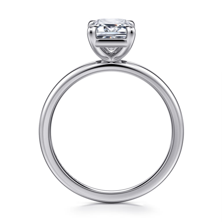 Evelina - 14K White Gold Emerald Cut Solitaire Diamond Engagement Ring - Shot 2
