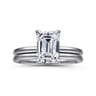 Evelina - 14K White Gold Emerald Cut Solitaire Diamond Engagement Ring