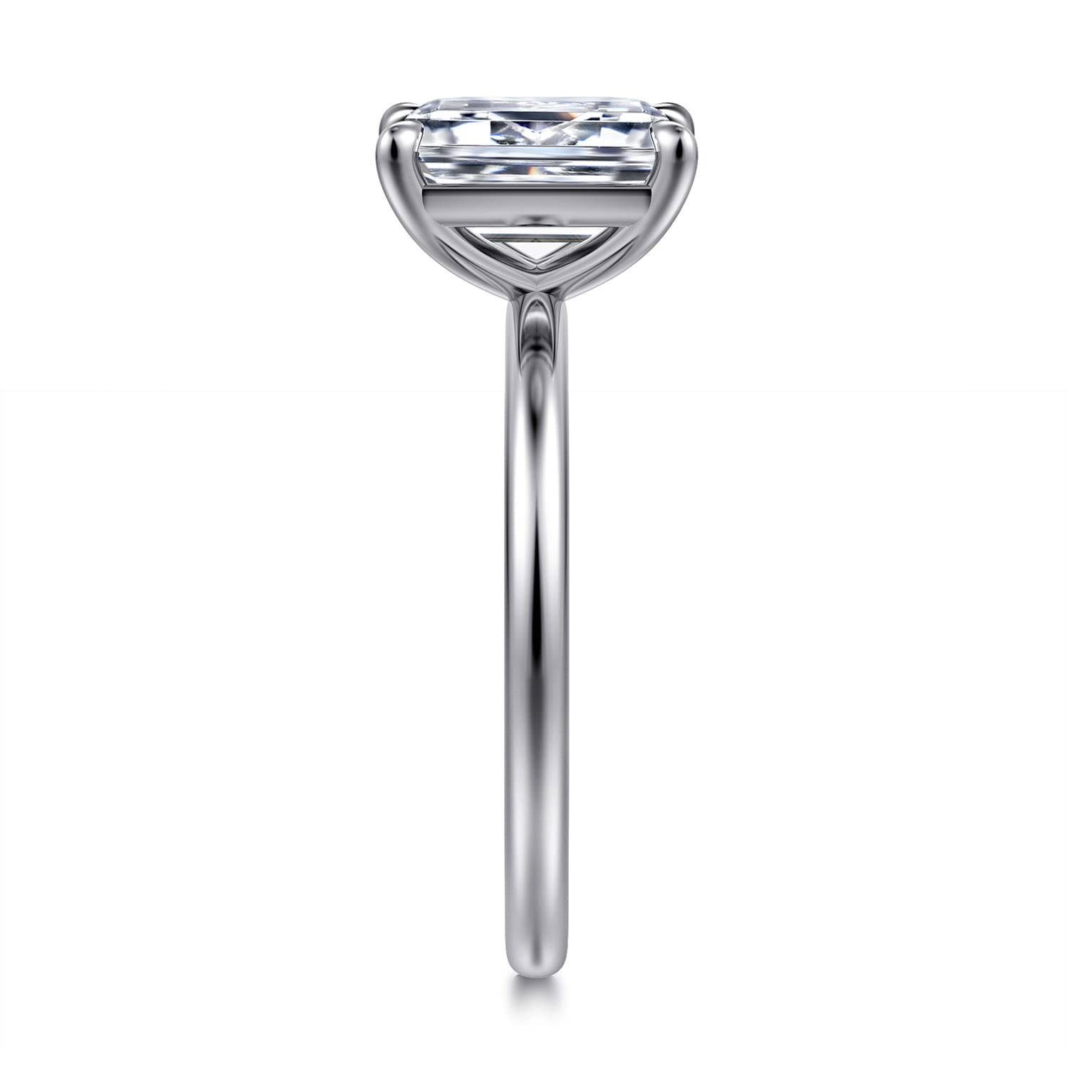 Evelina - 14K White Gold Emerald Cut Solitaire Diamond Engagement Ring - Shot 5