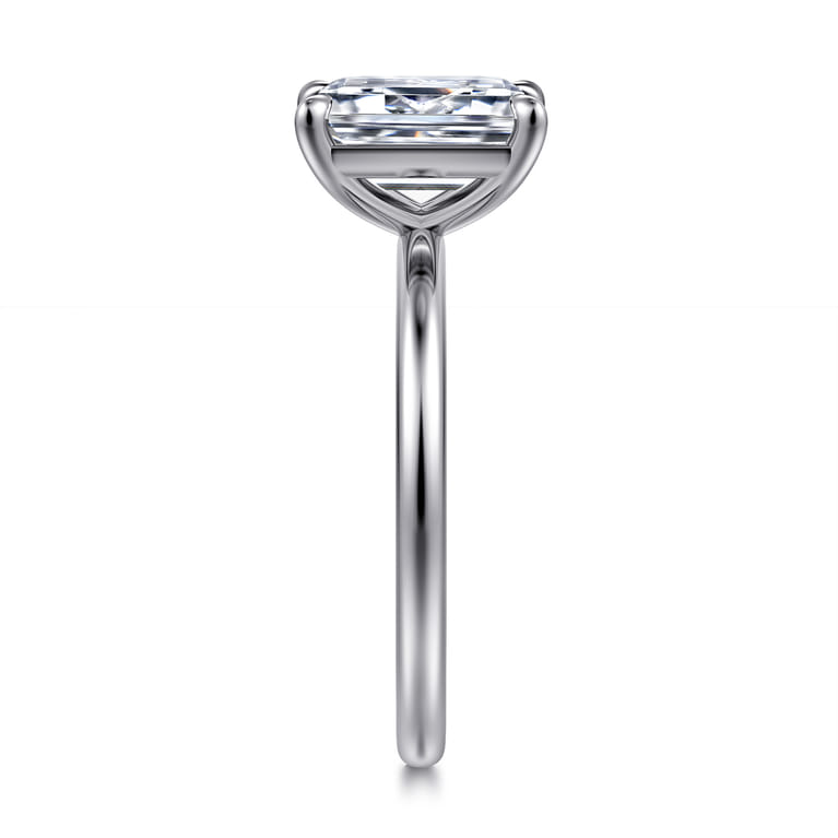 Evelina - 14K White Gold Emerald Cut Solitaire Diamond Engagement Ring - Shot 5