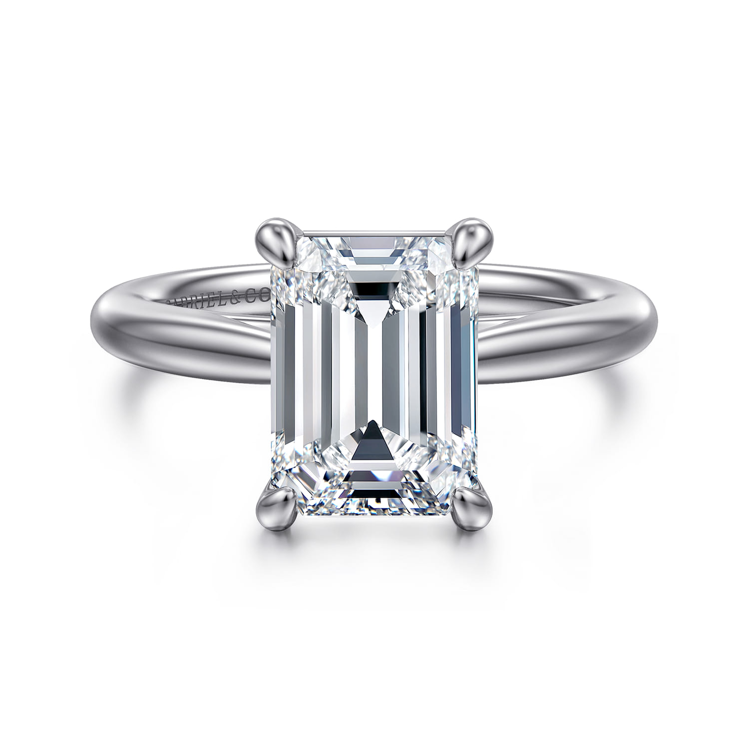 Bambi - 14K White Gold Emerald Cut Diamond Engagement Ring - Shot 1