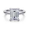 14K White Gold Emerald Cut Solitaire Diamond Engagement Ring