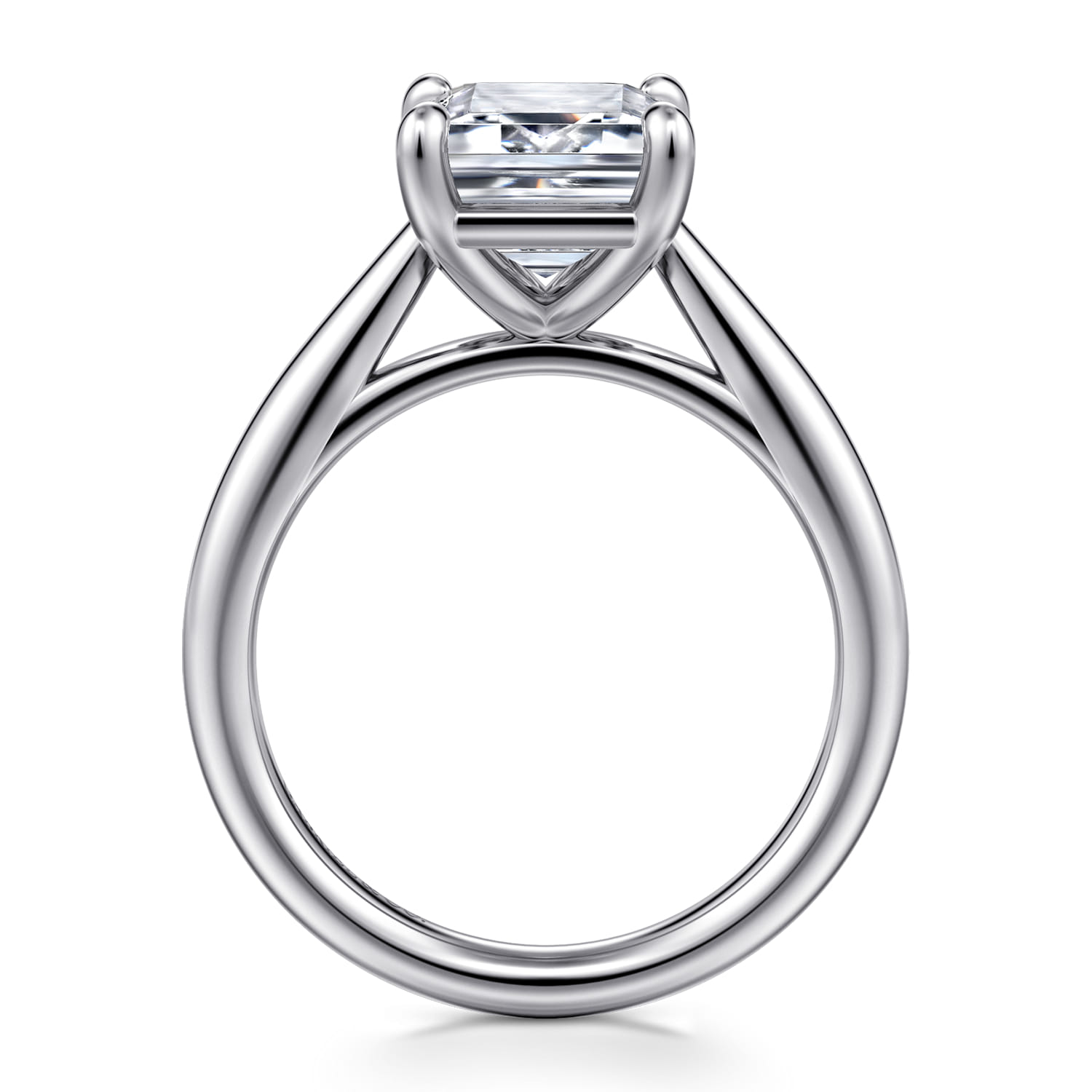 14K White Gold Emerald Cut Solitaire Diamond Engagement Ring - Shot 2