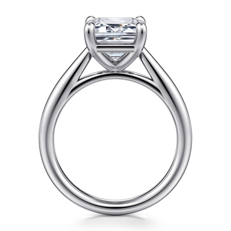 14K White Gold Emerald Cut Solitaire Diamond Engagement Ring - Shot 2