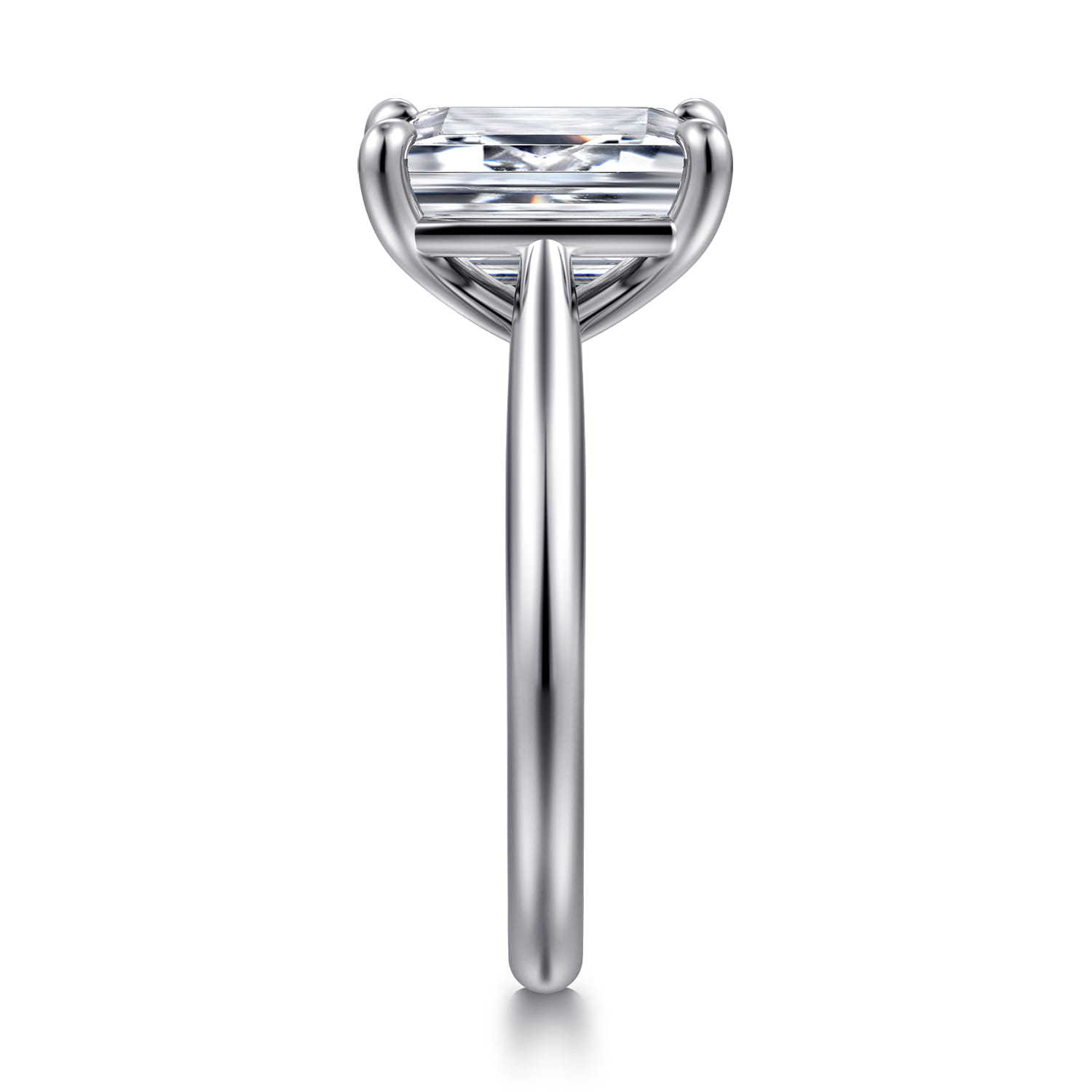 14K White Gold Emerald Cut Solitaire Diamond Engagement Ring - Shot 4