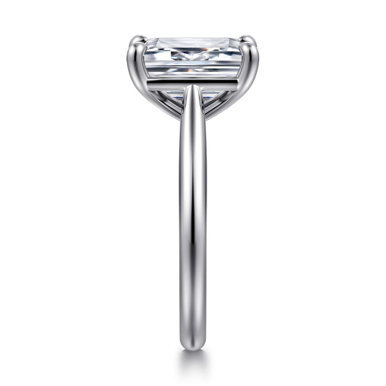 14K White Gold Emerald Cut Solitaire Diamond Engagement Ring - Shot 4