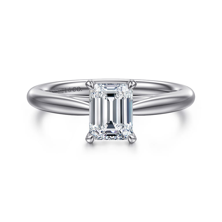 Bambi - 14K White Gold Emerald Cut Solitaire Diamond Engagement Ring - Shot 1