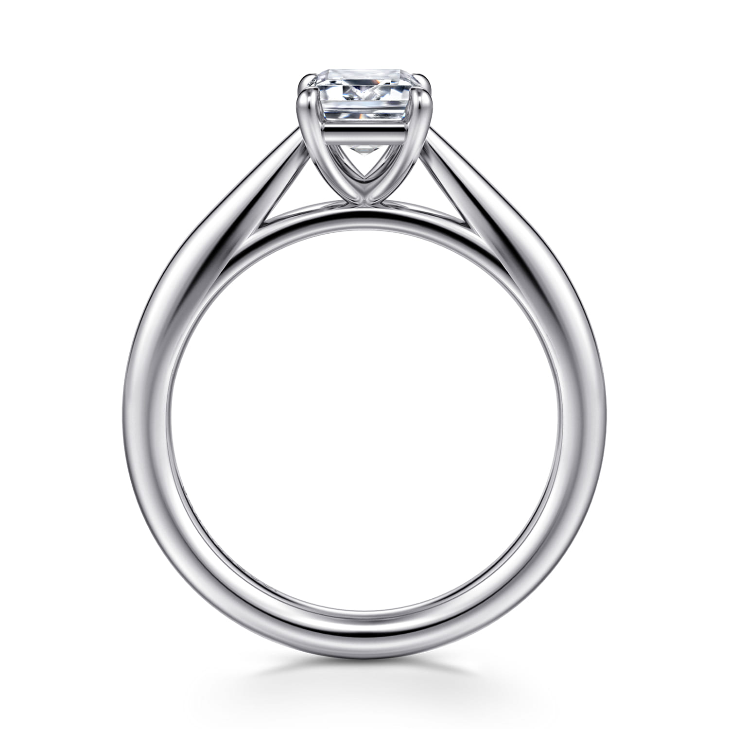 Bambi - 14K White Gold Emerald Cut Solitaire Diamond Engagement Ring - Shot 2
