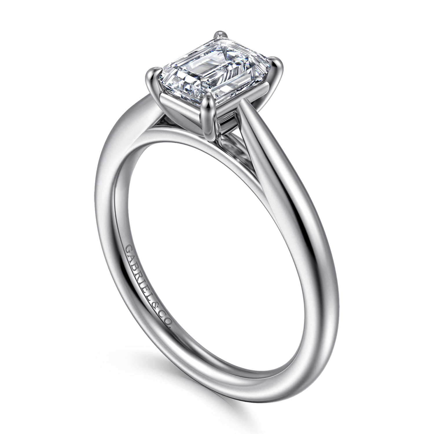 Bambi - 14K White Gold Emerald Cut Solitaire Diamond Engagement Ring - Shot 3