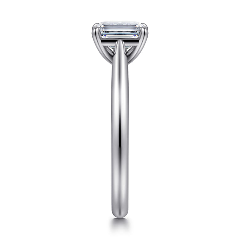 Bambi - 14K White Gold Emerald Cut Solitaire Diamond Engagement Ring - Shot 4