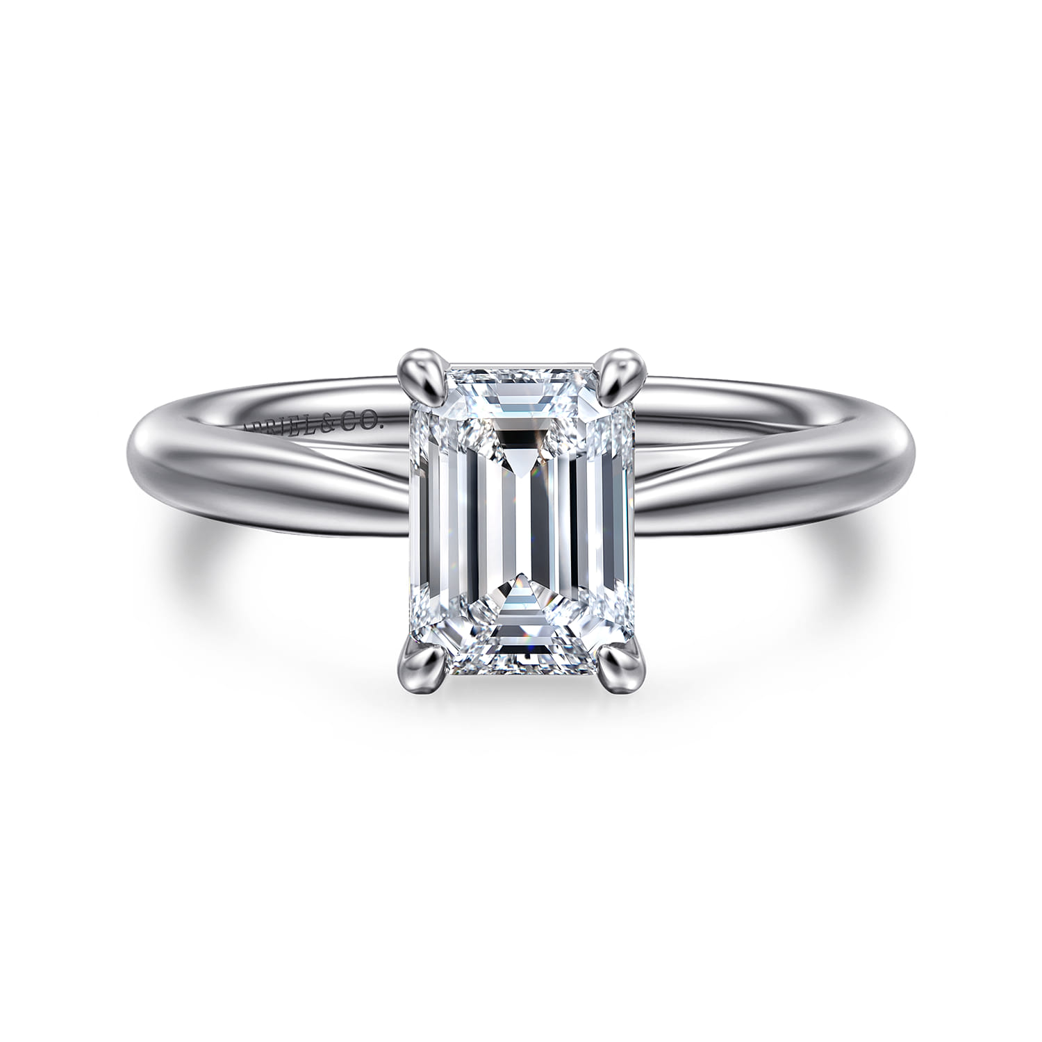 Bambi - 14K White Gold Emerald Cut Diamond Engagement Ring - Shot 1